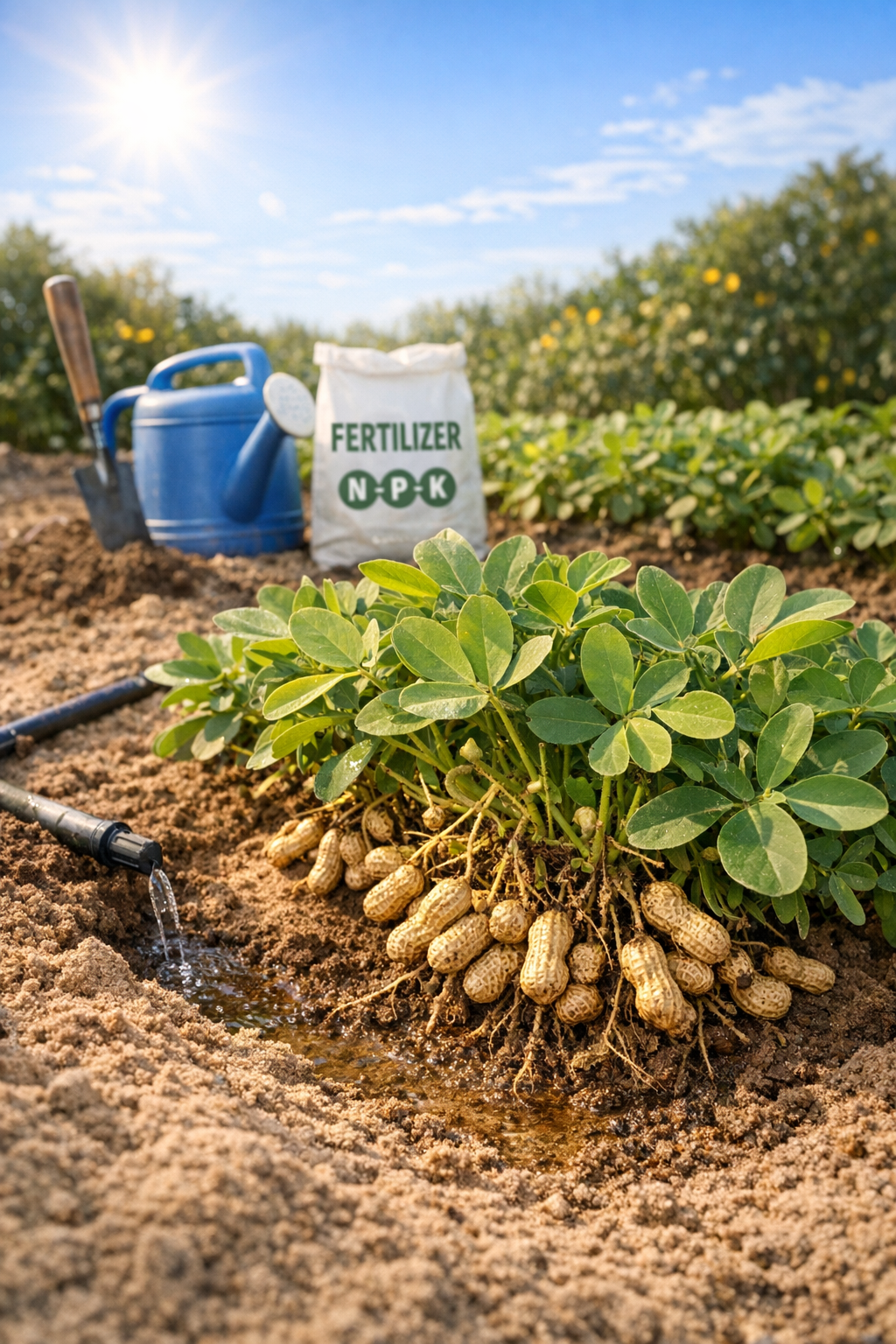 thriving peanut plants