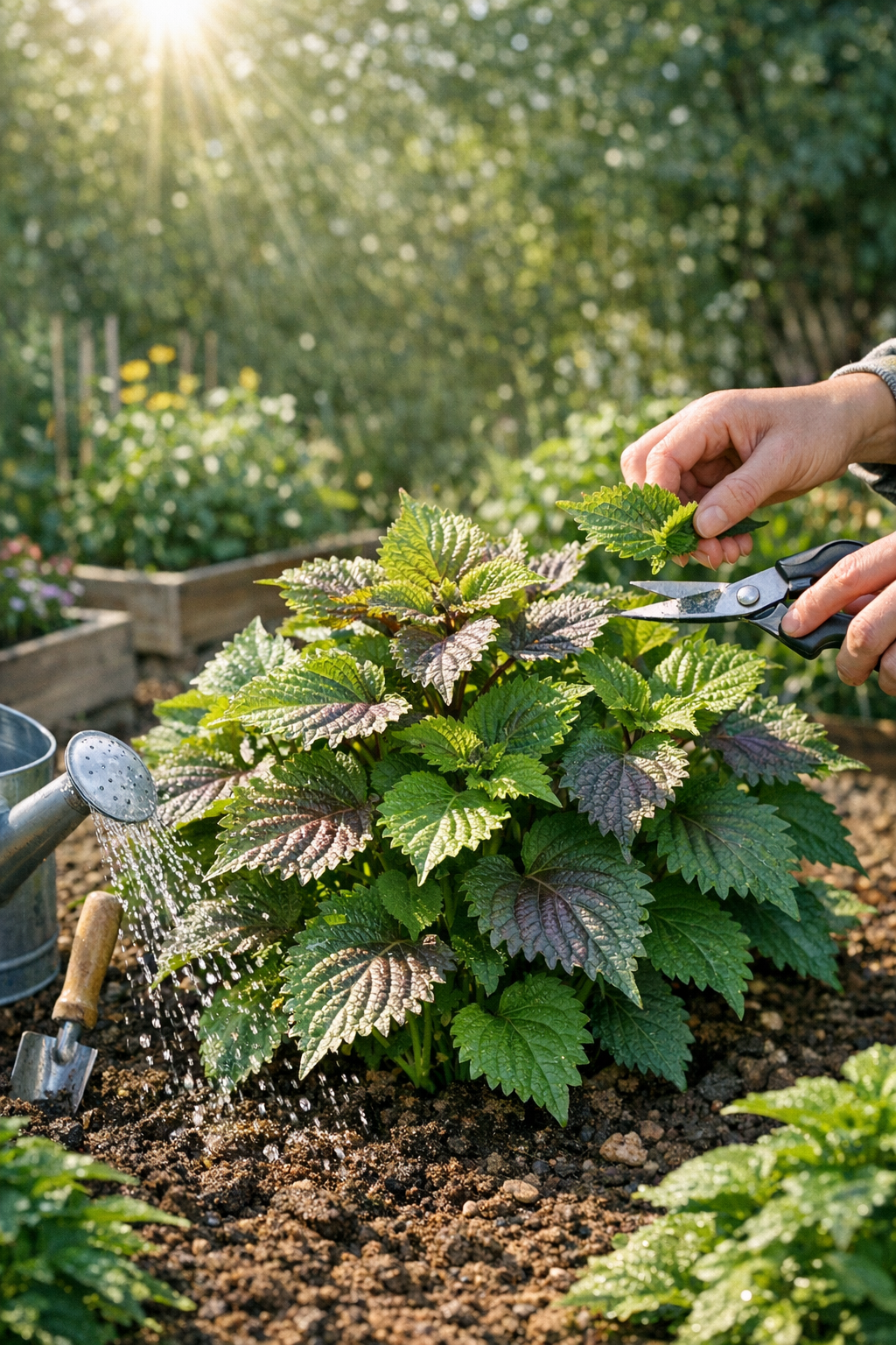 perilla herb plants in garden
